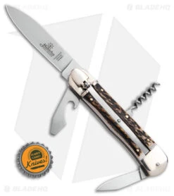 Hubertus 7.75" Large Lever Lock Automatic Knife (3.4" Satin) -Knife Discount Store Hubertus 7.75in Large LL Auto Satin 3 Blade BHQ 178388 jr bottlecap