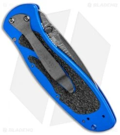 Kershaw Blur Assisted Opening Knife Blue Aluminum (3.375" Damascus) 1670NBDAM -Knife Discount Store Kershaw Blur Assisted Opening Knife Blue Aluminum Damascus 1670NBDAM BHQ 107880 kp side jr