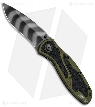 Kershaw Blur Assisted Opening Knife OD Green (3.375" Tiger Stripe) 1670OLTS 3 Kershaw Blur Assisted Opening Knife OD Green (3.375" Tiger Stripe) 1670OLTS