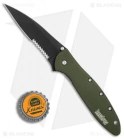 Kershaw Leek Assisted Opening Knife OD Green (3" Black Serr) 1660OLBLKST 12 Kershaw Leek Assisted Opening Knife OD Green (3" Black Serr) 1660OLBLKST -Knife Discount Store Kershaw Leek OD Green black serr BHQ 77342 er bottlecap 2