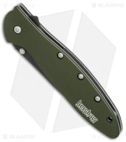 Kershaw Leek Assisted Opening Knife OD Green (3" Black Serr) 1660OLBLKST 11 Kershaw Leek Assisted Opening Knife OD Green (3" Black Serr) 1660OLBLKST -Knife Discount Store Kershaw Leek OD Green black serr BHQ 77342 er spine 2