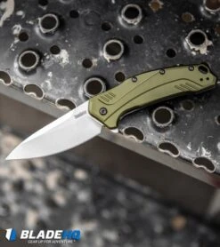 Kershaw Link 20CV Drop Point Knife Olive Al (3.25" Stonewash) 1776OLSW -Knife Discount Store Kershaw Link Drop Point Knife Olive Aluminum Stonewash 20CV 1776OLSW BHQ 105987 kp step web