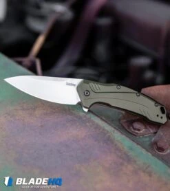 Kershaw Link 20CV Drop Point Knife Olive Al (3.25" Stonewash) 1776OLSW -Knife Discount Store Kershaw Link Drop Point Knife Olive Aluminum Stonewash 20CV 1776OLSW BHQ 105987 kp truck web
