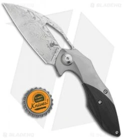Kizer Isham Minitherium Flipper Knife Ti/Carbon Fiber (3" Vinland Damasteel) -Knife Discount Store Kizer Isham Minitherium Ti CF Damasteel Ki3502D2 BHQ 97003 jr bottlecap