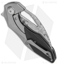 Kizer Isham Minitherium Flipper Knife Ti/Carbon Fiber (3" Vinland Damasteel) -Knife Discount Store Kizer Isham Minitherium Ti CF Damasteel Ki3502D2 BHQ 97003 jr side