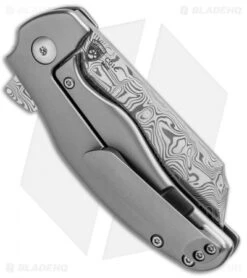 Kizer Mini Sheepdog C01C Frame Lock Knife Titanium (2.6" Vinland Damasteel) -Knife Discount Store Kizer Mini Sheepdog Ti C01C Vinland Damasteel Ki3488D1 BHQ 85510 jr side