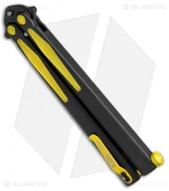 Microtech Tachyon III Balisong Butterfly Knife BM (4.5" Black/Yellow) 173-1BM -Knife Discount Store Microtech Tachyon III Balisong Butterfly BM Black Yellow 173 1BM BHQ 71983 jr side