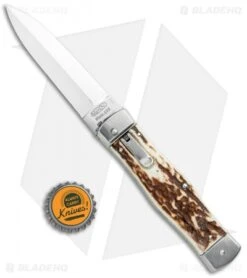Mikov 241 Predator Double Bolster Leverlock Automatic Knife Stag (3.75" Polish) -Knife Discount Store Mikov 241 Predator Double Bolster Leverlock Auto Stag Polish BHQ 104173 jr bottlecap