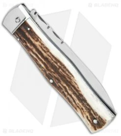 Mikov 241 Predator Lever Lock Bayo Automatic Knife Stag File Work (3.75" Satin) -Knife Discount Store Mikov 241 Predator LL Bayo Auto Stag File Work Satin BHQ 104172 jr side