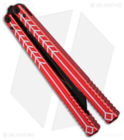 Nabalis + Hirsch The Vulp Butterfly Balisong Trainer Red/Black Alum (4.3" Black) -Knife Discount Store Nabalis Hirsh The Vulp Butterfly Balisong Trainer Red Black Alum 4in Black BHQ 156941 td side
