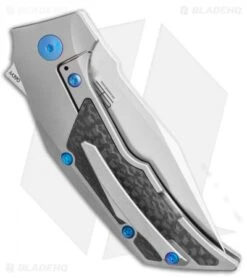 Reate Knives Reate Bharucha T3000 Frame Lock Carbon Fiber/Ti W/ Blue Screws (3" Satin) -Knife Discount Store Reate Bharucha T3000 Frame Lock Carbon Fiber Ti with Blue Screws 3in Satin BHQ 115092 LS Side