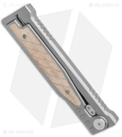 Reate Knives Reate EXO Gravity Tanto Knife Titanium/Natural Micarta (3.75" Satin) -Knife Discount Store Reate EXO Tanto Gravity Knife Ti Natural Brown Micarta Satin BHQ 140047 jr side