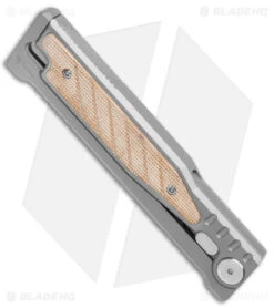 Reate Knives Reate EXO Gravity Tanto Knife Titanium/Natural Micarta (3.75" Satin) -Knife Discount Store Reate EXO Tanto Gravity Knife Ti Natural Brown Micarta Satin BHQ 140047 jr spine