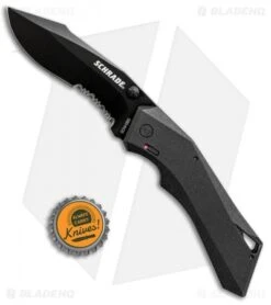 Schrade Shiznit MAGIC Spring Assisted Knife Black (3.375" Black Serr) 7 Schrade Shiznit MAGIC Spring Assisted Knife Black (3.375" Black Serr) -Knife Discount Store Schrade Shiznit MAGIC SA Black Black Serr SCHA13BS BHQ 62000 jr bottlecap