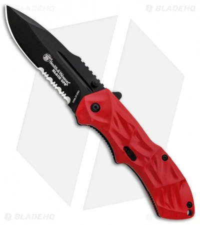 Smith & Wesson Black Ops 3 Red A/O Knife (3.35" Black Serr) SWNKD 3 Smith & Wesson Black Ops 3 Red A/O Knife (3.35" Black Serr) SWNKD