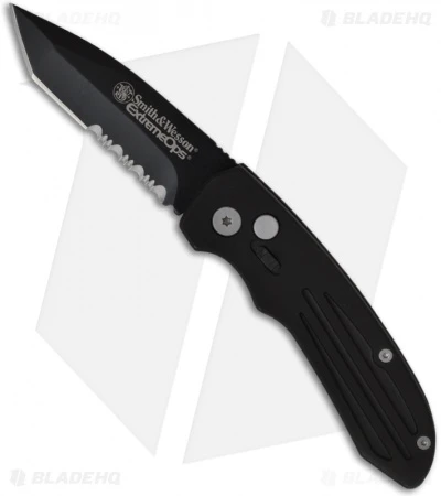 Smith & Wesson Extreme Ops Tanto Automatic Knife (3.25" Black Serr) SW50BTS 3 Smith & Wesson Extreme Ops Tanto Automatic Knife (3.25" Black Serr) SW50BTS