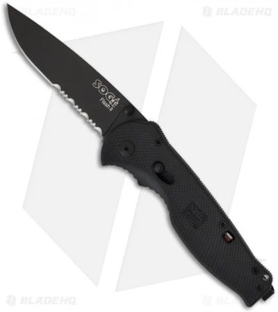 SOG Flash II Assisted Opening Knife Black Zytel (3.5" Black Serr) TFSA-98 3 SOG Flash II Assisted Opening Knife Black Zytel (3.5" Black Serr) TFSA-98